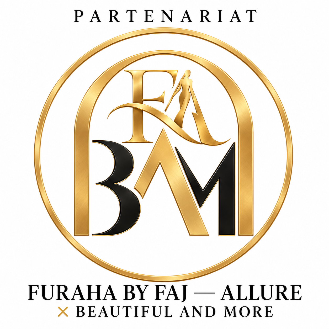 Partenariat Furaha by Faj — Allure × Beautiful and More : monogramme FA intégré à l’emblème BAM